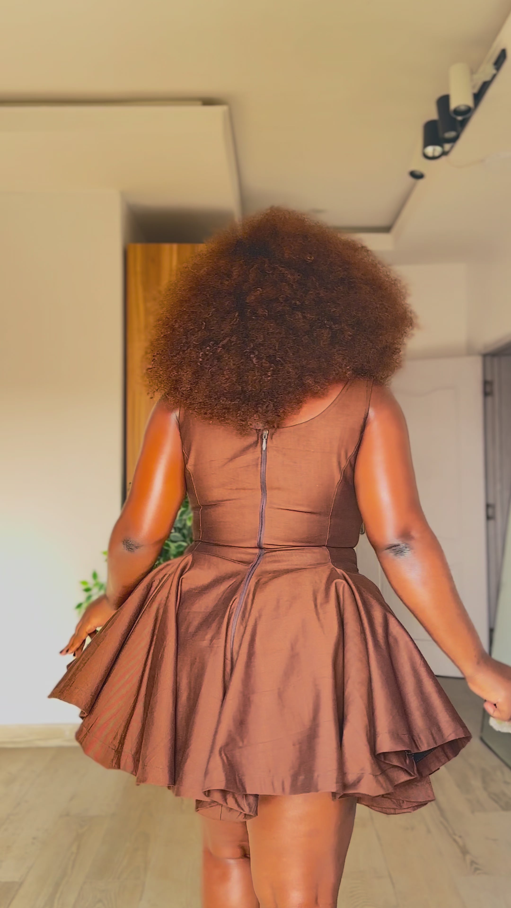 Chocolate Fit-and-Flare Mini Dress